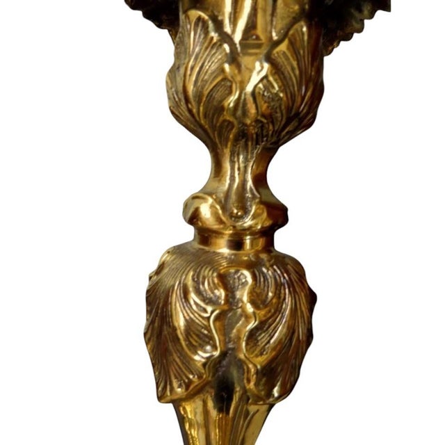 Gorgeous Set Brass Candle Holders For Sale - Image 4 of 11