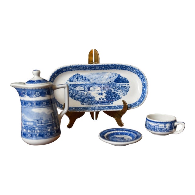 1920s Set of Baltimore Ohio Railroad Centennia Restaurant Ware Train Tea Set, Celery Dish, Tea Pot, Demitasse, Butter Pat For Sale