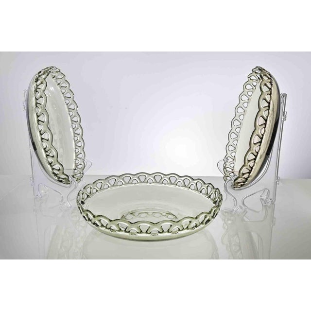 1970s Vintage Italian Art Glass Plates in Beige and Yellow, 1970s, Set of 3 For Sale - Image 5 of 7
