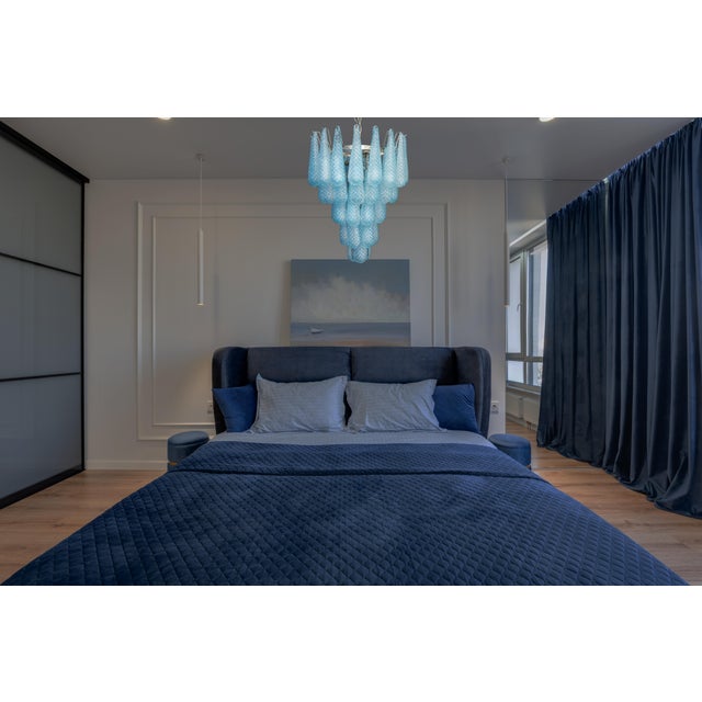 1980s Magic Murano Blue Drops Chandeliers, 1980s, Set of 2 For Sale - Image 5 of 15