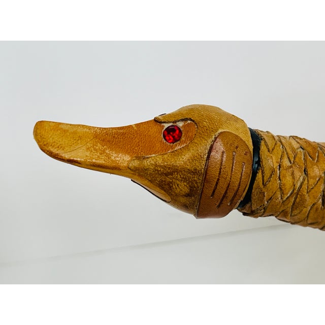Glass Vintage Italian Leather Duck Decantur For Sale - Image 7 of 13