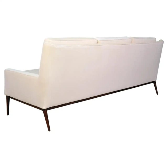 Mid-Century Modern 1950s Paul McCobb for Directional Off-White Velvet Wingback Sofa For Sale - Image 3 of 10