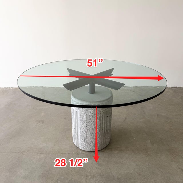 Vintage 1970s Attributed to Giovanni Offredi for Saporiti Italia Concrete and Glass Dining Table Unmarked For Sale - Image 13 of 13