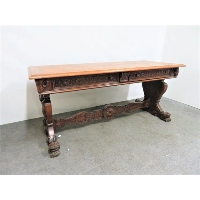 19th Century Victorian Figural Carved Walnut Console Table For Sale - Image 12 of 12
