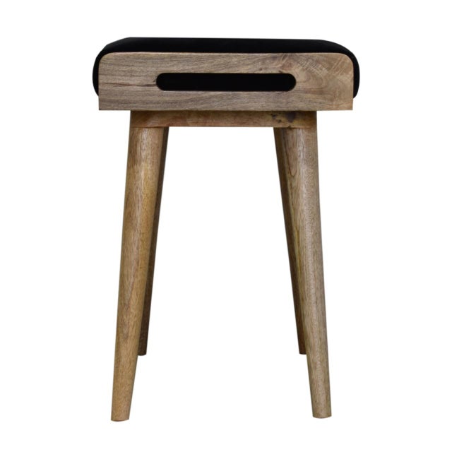 Wood Velvet Upholstered Footstool With Wooden Tray Frame For Sale - Image 7 of 8