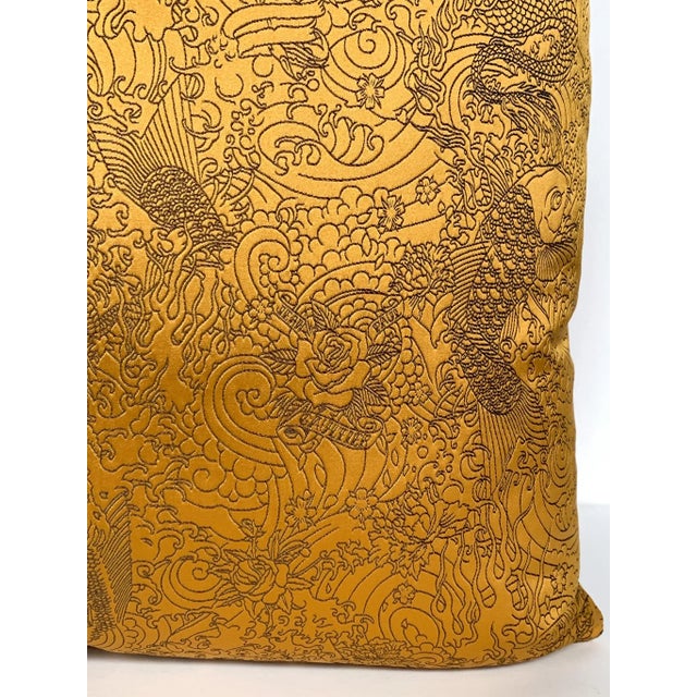 Jean Paul Gaultier Jean Paul Gaultier Gold Satin Jacquard Pillows - A Pair For Sale - Image 4 of 8