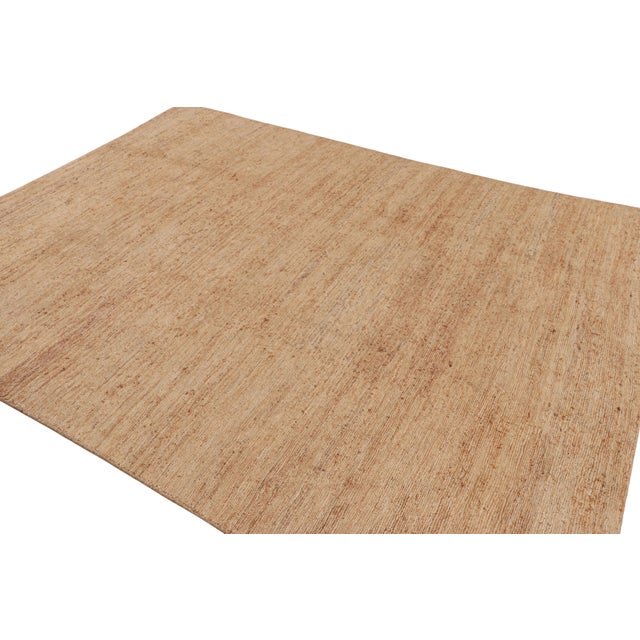 Rug & Kilim Rug & Kilim’s Textural Rug, Jute With Monochromatic Beige-Brown Striae For Sale - Image 4 of 8