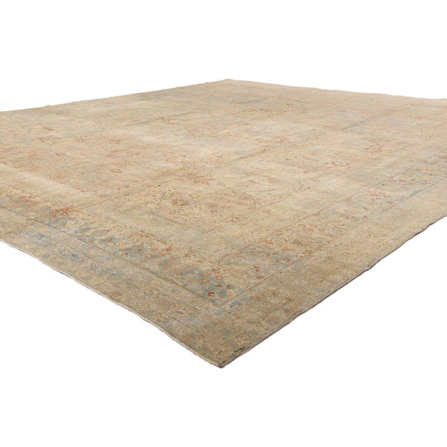 52678 Late 19th Century Antique Persian Khorassan Rug, 12'07 x 14'03. Like a timeworn manuscript revealing the whispers of...