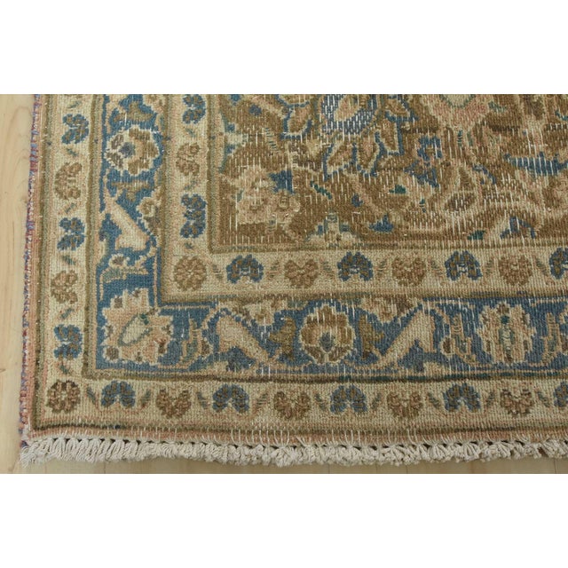 Kashan Rug 10' X 12'8'' Pink Wool Vintage Distressed Hand-Knotted Carpet For Sale - Image 12 of 15