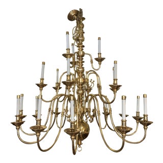 1980s Vintage Williamsburg Style Brass Chandelier For Sale