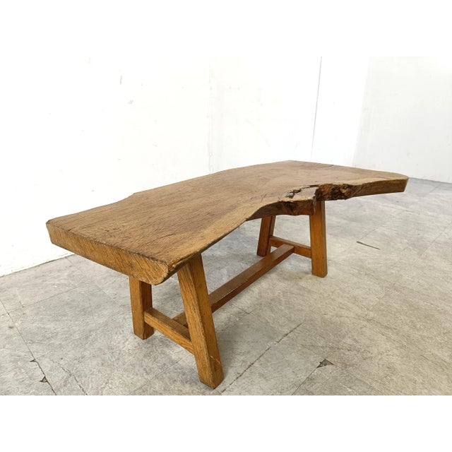 Brown Vintage Brutalist Wooden Coffee Table, 1960s For Sale - Image 8 of 12