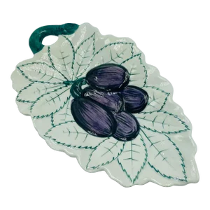 Vintage Italian Ceramic Grape Leaf Dish