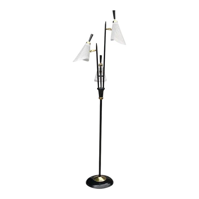 Mid-Century Modern 3-Light Cone Shade Floor Lamp For Sale