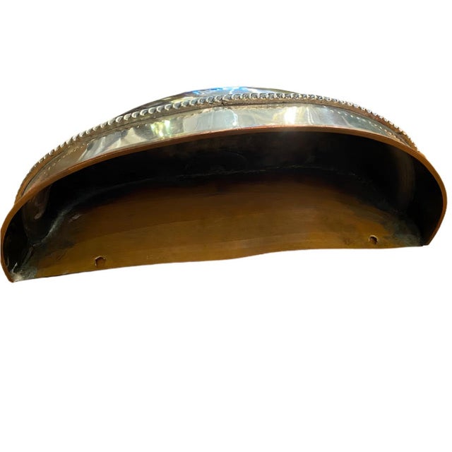 Beautiful silver over copper half meat dome/ demi-lune wall planter. Lovely scroll design and floral handle. 15.25" long x...