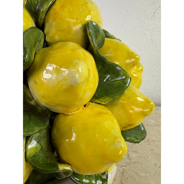 1970s Vintage Large Vibrant Pottery Lemon Topiary For Sale - Image 5 of 11