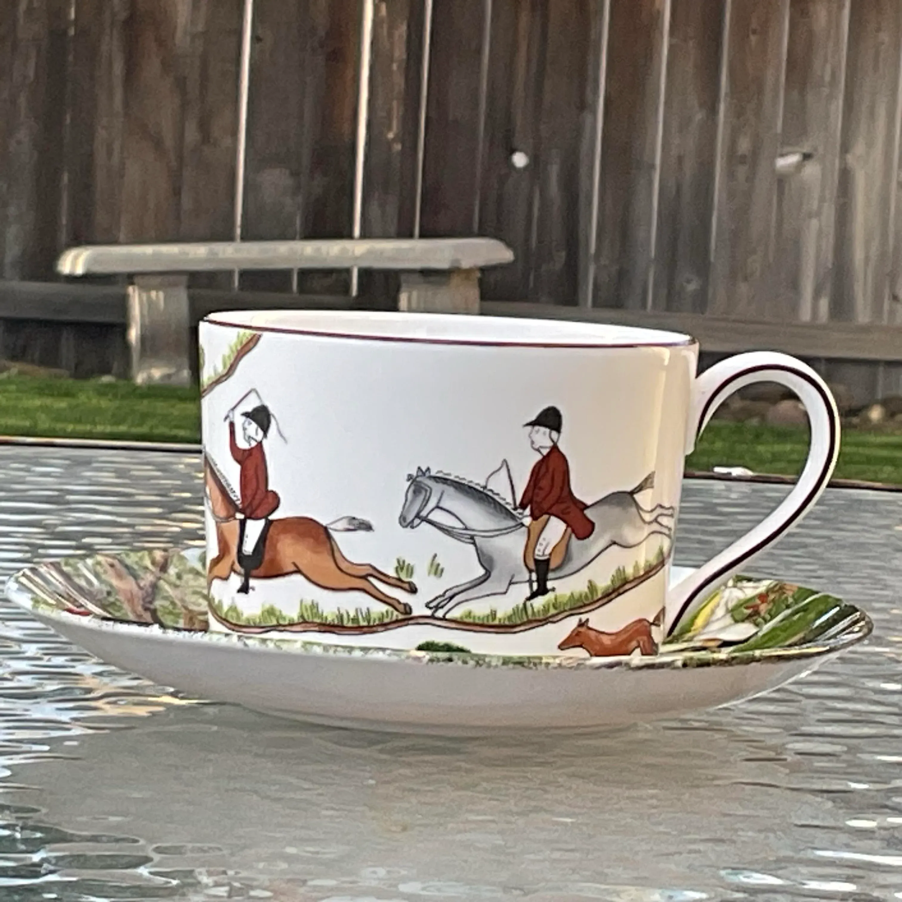 1990s Wedgwood Hunting Scenes Teacup and Saucer | Chairish
