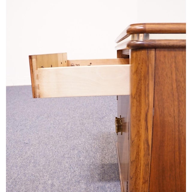 Thomasville Furniture Agenda Collection Solid Walnut MCM Mid Century Modern 25" Cabinet Nightstand 23411-820 For Sale - Image 9 of 14