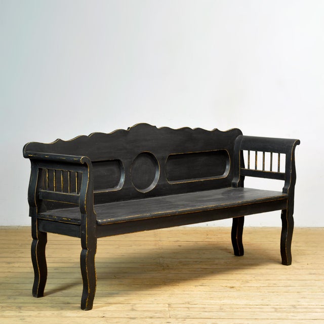 Rustic Antique Pine Bench, 1900s For Sale - Image 3 of 11