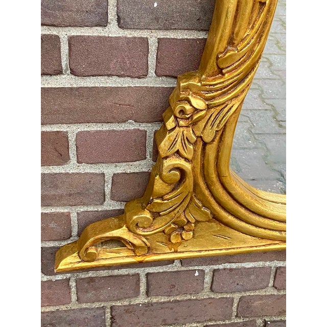 1900s European Rococo Gold Beech Console Wall Mirror - 1 Pc For Sale - Image 14 of 16