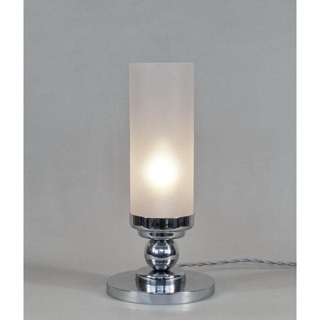 Buiret-Debeaurain A wonderful French 1930 modernist art deco lamp in chrome plated pressed brass and solid bronze. A rare...
