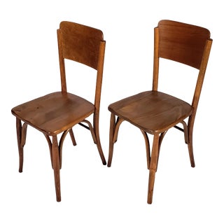 1930s Pair of Vintage Original All Wood Thonet Attributed Bentwood Chairs For Sale