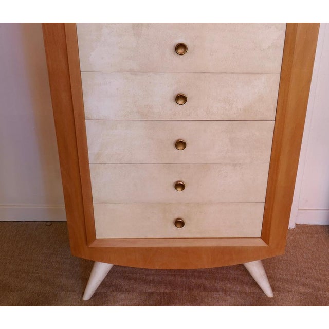 French Chest of Drawers in Ash Wood and Parchment by Blanche Klotz, 1930s For Sale - Image 6 of 13