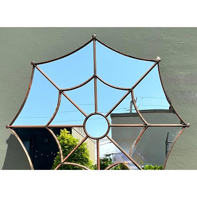 Vintage Wrought Iron Spiderweb Mirror For Sale - Image 9 of 14