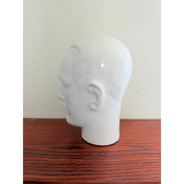 Vintage Display Head in Glazed Porcelain, 1970s For Sale - Image 3 of 7