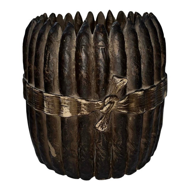 Antique Villeroy & Boch Mettlach Trompe L’Oeil Cigar Spill Vase, C. 1844–1860 For Sale