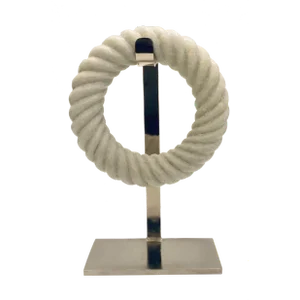 Small Modern Carved White Marble Ring Sculpture
