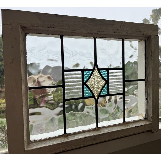 Arts & Crafts Antique Stained Glass Window For Sale - Image 3 of 7