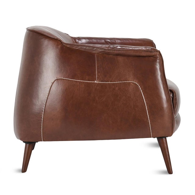 Transitional Chestnut Leather Gum Drop Chair For Sale - Image 3 of 5