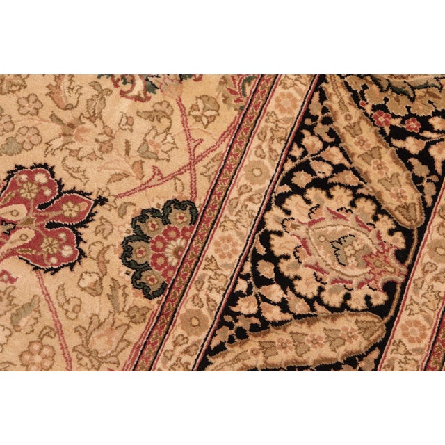 1990s Shabby Chic 1990's Pak-Persian Beige/Black Wool Rug - 6'2'' X 9'4'' For Sale - Image 5 of 9