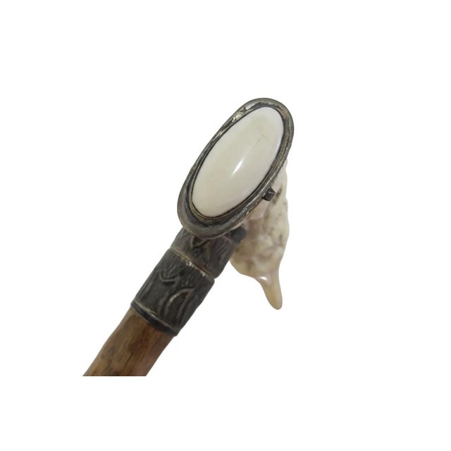Carved Deer Stag Antler Snuff Box Walking Stick Cane With Hidden Corkscrew For Sale - Image 4 of 10