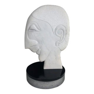 Vintage William P. Katz Abstract Carved Marble Sculpture Signed WPK For Sale