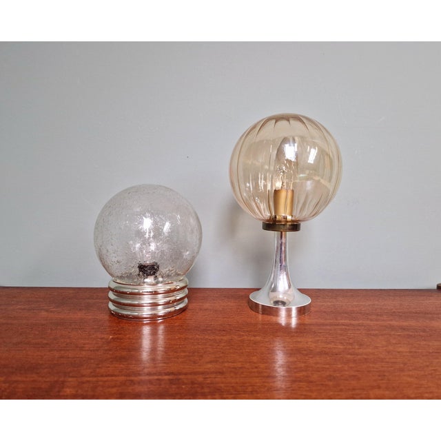 Space Age Table Lamp in Bubbled Glass, 1970s For Sale - Image 9 of 11