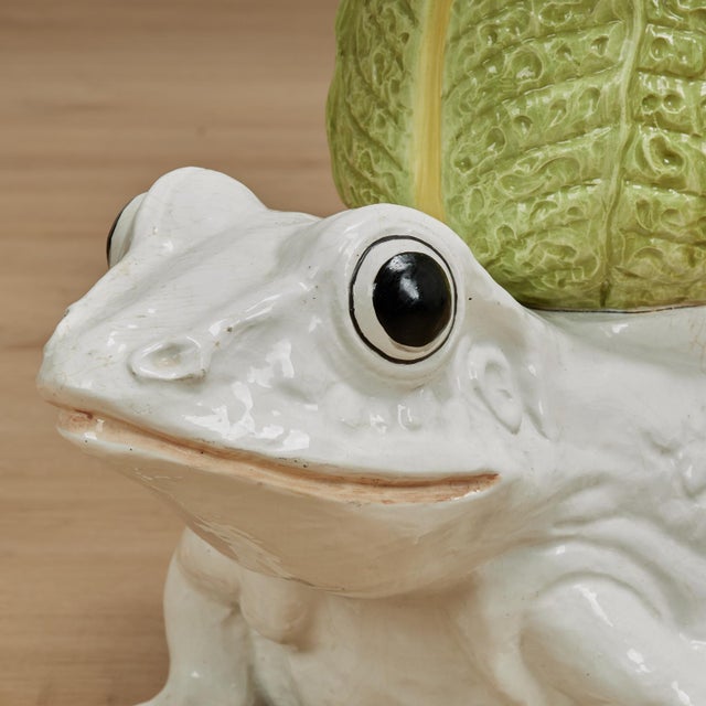 Ceramic Vintage Italian Glazed Ceramic Frog Planter For Sale - Image 7 of 10