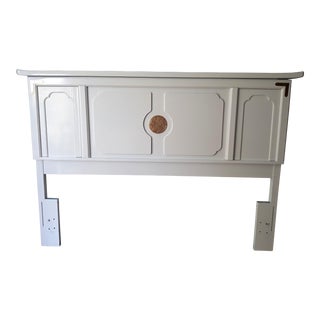 Chinoiserie Full/Queen White Lacquered Pagoda Headboard For Sale