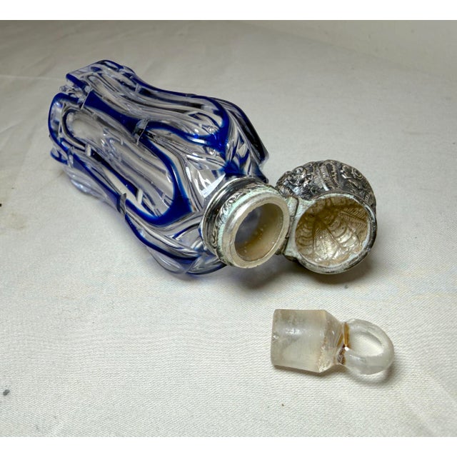 Antique 1800's European Cut to Clear Crystal Sterling Silver Perfume Bottle Jar For Sale - Image 15 of 15