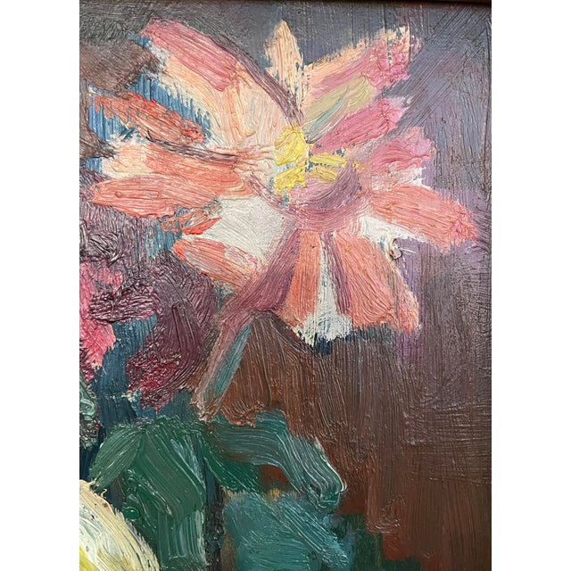 Modern Heinz Tetzner, Flower Still Life, 1980, Oil on Canvas, Framed For Sale - Image 3 of 10