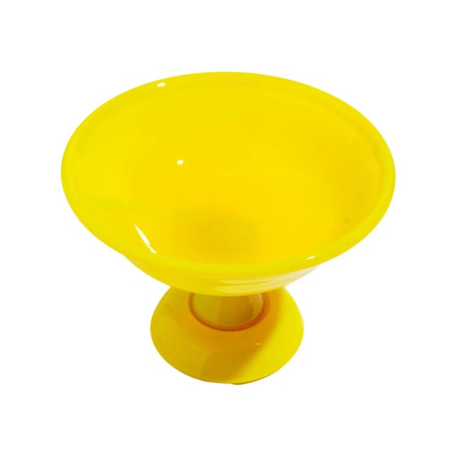 American Vintage Cadmium Yellow Opaline Compote For Sale - Image 3 of 6