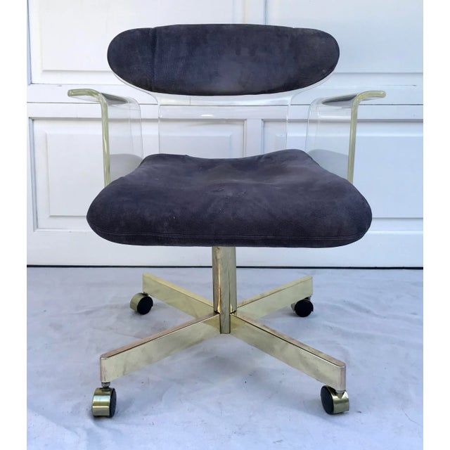 1960s Molded Lucite and Brass Kagan Style Desk Chair For Sale - Image 12 of 12