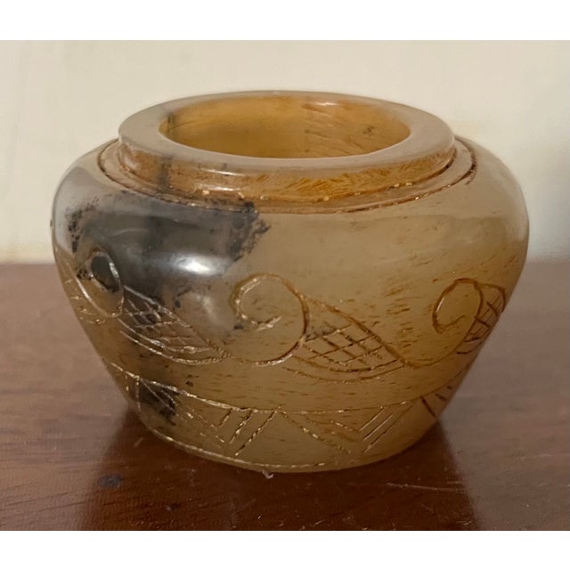 Antique 19th Century Chinese Carved Mottled Brown Jade Scholar's Desk Object - Small Vase or Pot For Sale - Image 17 of 17