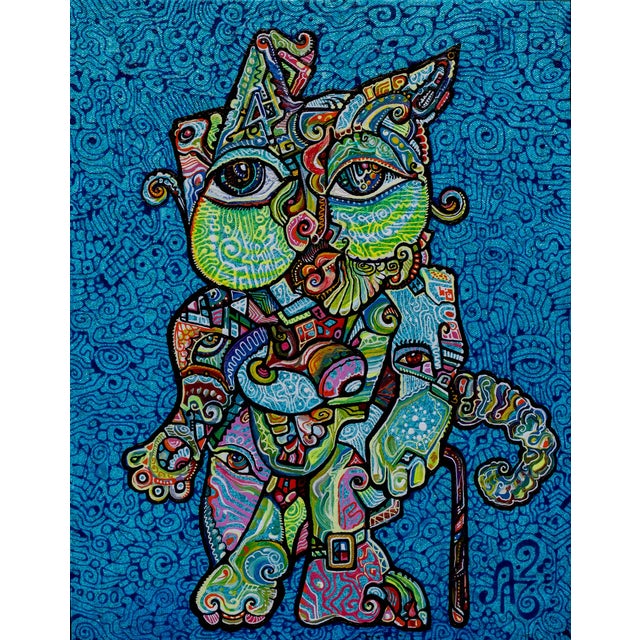 This is a one-of-a-kind original cubist painting by San Diego artist, Alexander Arshansky. Its dimensions are 18" x 14" x...