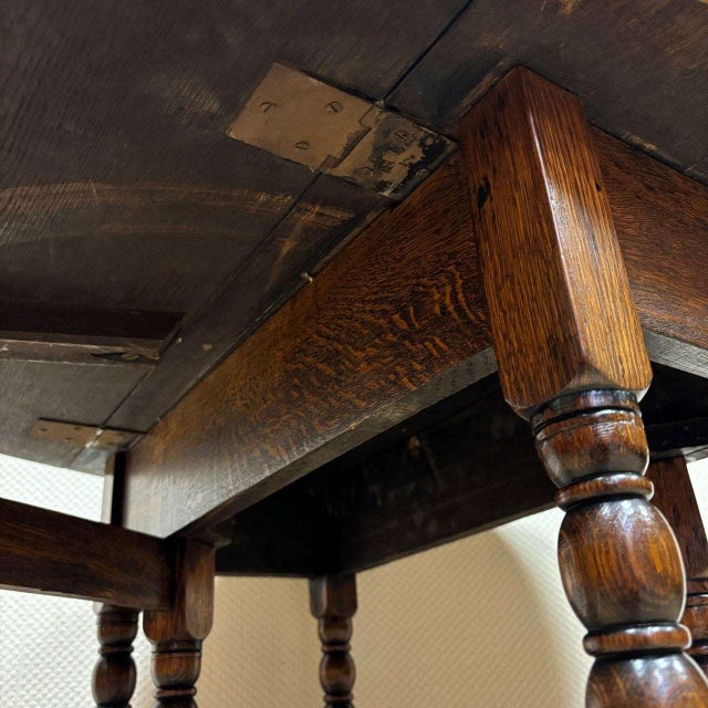 Wood Small English Folding Table in Oak, 1890s For Sale - Image 7 of 16