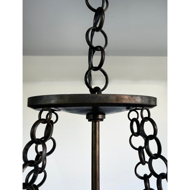 Oval Thomas Pheasant Baker Chandelier, Bronze Chain, Canopy, Italy, 52" to 70"h For Sale - Image 15 of 18