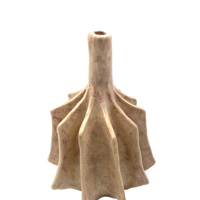 Organic Modern White Earthenware Vase, France 1970s For Sale - Image 9 of 12