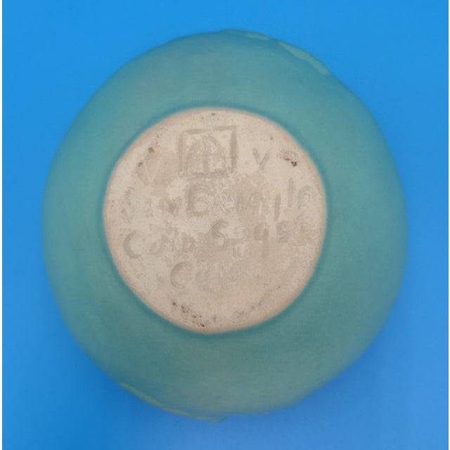 Van Briggle Pottery Acorn & Oak Leaf Matte Vase in Turquoise Blue For Sale In Santa Fe - Image 6 of 6