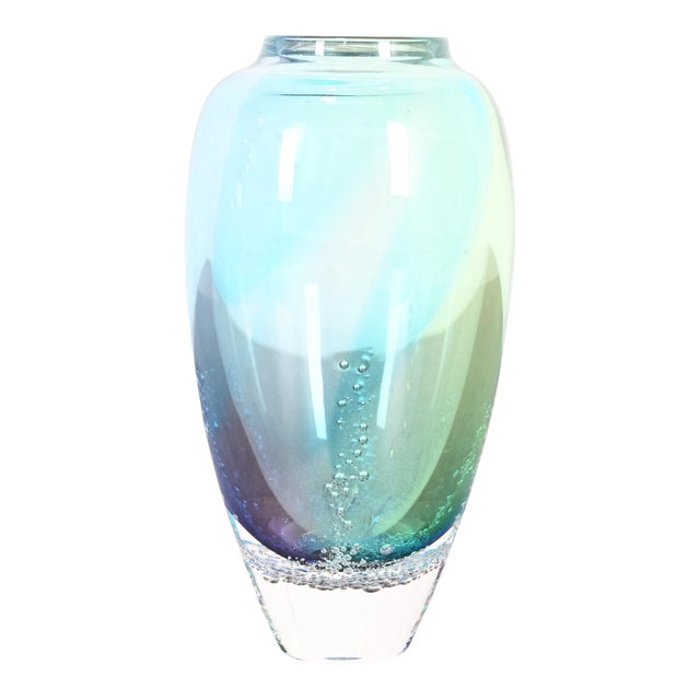 Contemporary "Seafoam" Hand-Blown Vase by Buzz Blodgett For Sale