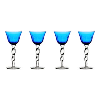Adriana Wine Glasses, Cobalt - Set of 4 For Sale